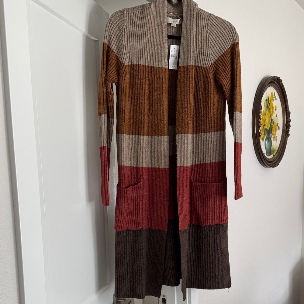 LOFT Multicolor Striped Cardigan BRAND NEW. NEVER WORN WITH TAGS
